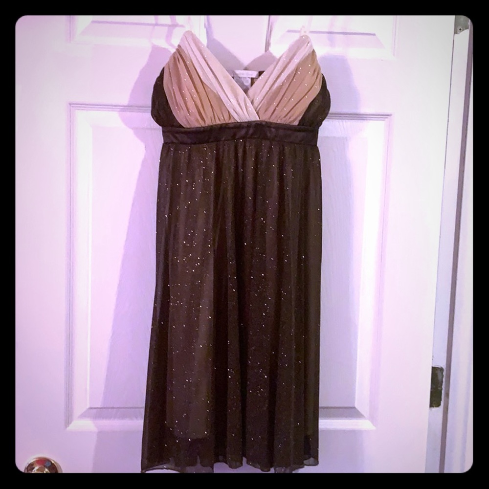 Charlotte Russe Jr Med cream & brown party dress